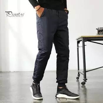 Зимние мужские утепленные брюки с толстой эластичной талией, ветрозащитные теплые брюки большого размера, водонепроницаемые брюки для мужчин среднего возраста, для повседневной носки на открытом воздухе для отцов L темно-синий