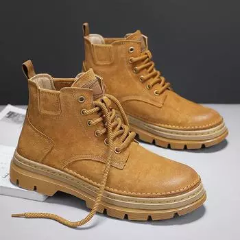 Зимние мужские высокие кожаные ботинки Martin 2024 года Tide Outdoor Tooling British Style Casual Short Boots Мужские ботинки на платформе Live 39