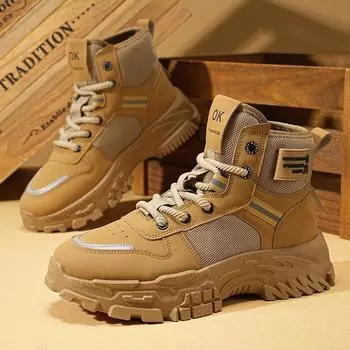 Зимние мужские высокие спортивные ботинки для тренировок в пустыне, легкие мужские ботинки для скалолазания, новинка 2024 года, Botas Hombre Piel 39 хаки