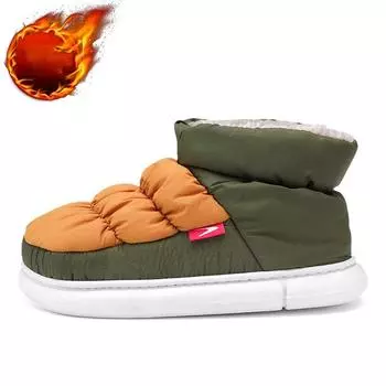 Зимние мужские зимние ботинки, плюшевые теплые ботильоны, мужские пуховые водонепроницаемые высокие домашние хлопковые туфли, нескользящие, доступны для использования в помещении и на открытом воздухе 32-33