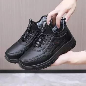 Зимние мужские зимние кроссовки на меховой подкладке, толстые теплые слипоны, водонепроницаемая флисовая внутренняя часть, высокие туфли из искусственной кожи для мужчин, уличные ботильоны на шнуровке