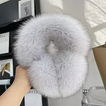 Зимние натуральные наушники из настоящего меха лисы, плюшевые, теплые, декоративные, женские, милые, однотонные, утепленные наушники, шейный теплый нагрудник, шарф