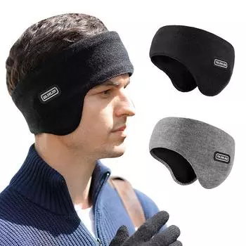 Зимние наушники для бега для мужчин, двухслойные, теплые, эластичные, утолщенные, плюшевые наушники для спорта на открытом воздухе, велоспорта, ветрозащитные, флисовые, с клапаном для ушей