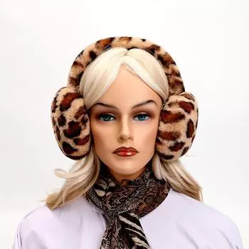 Зимние наушники с леопардовым принтом: Стильные, теплые наушники для девочек One Size кофейный