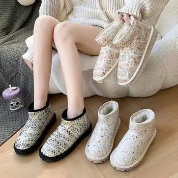 Зимние небольшие ароматные ветряные ботинки с толстой хлопковой трубкой для женщин 35 чёрный