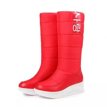 Зимние непромокаемые и теплые пуховые зимние сапоги, женские хлопковые ботинки на высокой трубке, студенческая хлопковая обувь на толстой подошве 38 белый