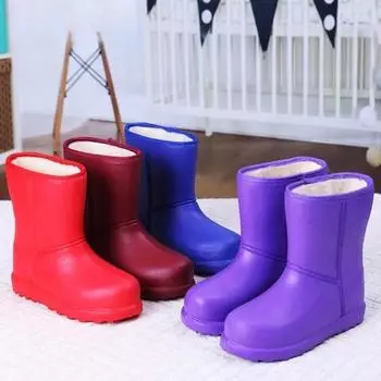 Зимние непромокаемые зимние ботинки, женские и мужские теплые уличные короткие ботинки, нескользящие утепленные и плюшевые средние ботинки 36 фиолетовый