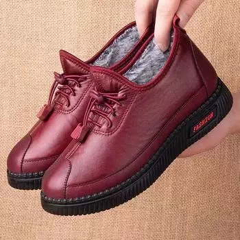 Зимние нескользящие хлопковые ботинки 2023 года для женщин — теплые, из толстого бархата, идеально подходят для людей среднего и пожилого возраста. чёрный