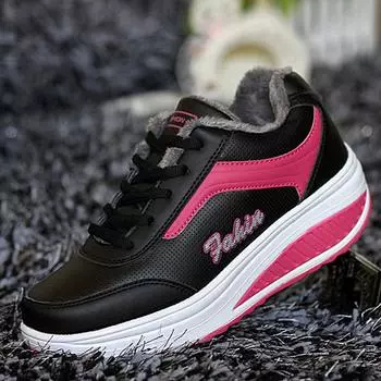 Зимние нескользящие и мягкие теплые высокие женские хлопковые туфли, качели, зимние ботинки, увеличивающие рост, женская обувь для спорта и отдыха 35 серый/светло-синий