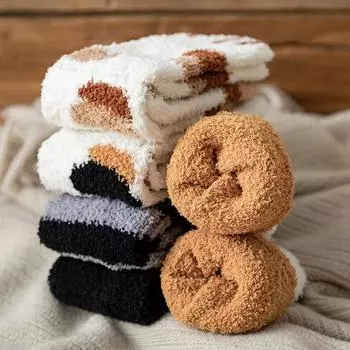 Зимние носки с изображением ягненка Kawaii для женщин, милые 3D-носки с рисунком лапы собаки и кошки, флисовые теплые, утолщенные, забавные, плюшевые носки для сна дома и пола as the picture