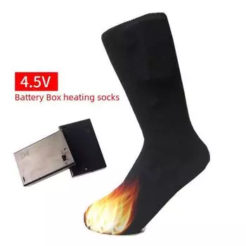 Зимние носки с подогревом 4,5 В и батарейным отсеком для утепления пальцев ног и средней части голени One-size-fits-all + 2 3-cell battery boxes чёрный