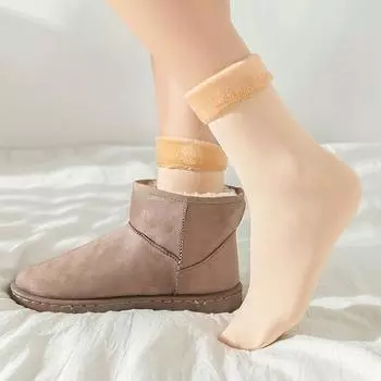 Зимние носки, женские нечеткие черные носки Sokken, однотонные теплые носки для женщин, шерстяные кашемировые зимние удобные толстые носки One Size древесина