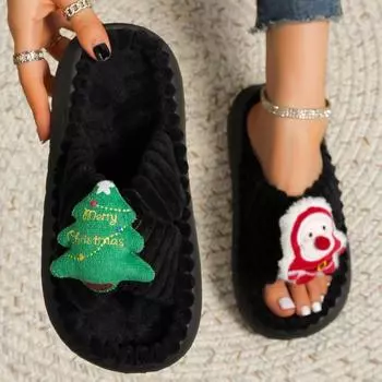 Зимние новинки 2024 года, женские домашние тапочки с открытым носком, модные домашние тапочки с нескользящей подошвой, тапочки для ванной 36 чёрный