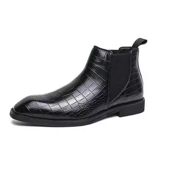 Зимние новые элегантные модные серебристые мужские ботильоны, высококачественные высокие туфли, роскошные мужские туфли, износостойкие подошвы 38 чёрный