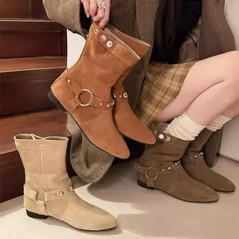 Зимние новые черные вышитые ковбойские сапоги в стиле вестерн женские ботильоны на низком каблуке женские ботильоны с острым носком короткие ботильоны без застежек 35