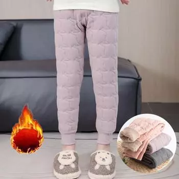 Зимние новые детские теплые плюшевые и утолщенные хлопковые брюки. Тенденция 130 розовый