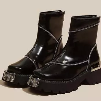 Зимние новые круглые носки квадратный каблук темперамент короткие сапоги толстая подошва увеличенная высота плюс бархат теплые удобные модные сапоги 35