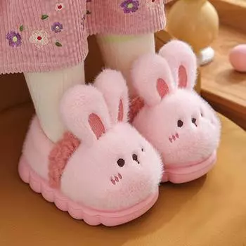 Зимние новые милые детские хлопковые тапочки с рисунком 26-27 inner length 16.5CM розовый