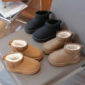 Зимние новые модные детские зимние сапоги для мальчиков и девочек из хлопка, хлопковые сапоги, теплые ботинки, короткие сапоги, обувь для девочек, прилив 25 тёмно-синий