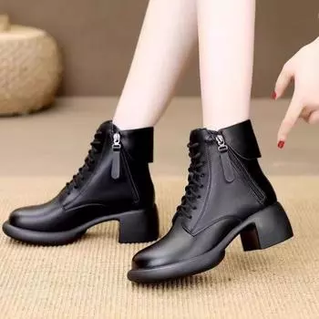 Зимние новые модные тенденции, высокие сапоги для верховой езды, плюс бархат для сохранения тепла, удобные, с круглым носком, на толстом каблуке, женские модные сапоги 35