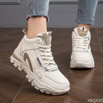 Зимние новые модные универсальные женские кроссовки с высоким верхом, повседневные удобные хлопковые туфли, теплые спортивные женские туфли 35