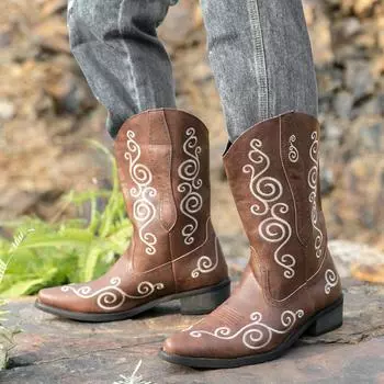 Зимние новые модные зимние сапоги, высокие хлопковые сапоги, водонепроницаемая обувь, кухонная обувь, хлопковая обувь 38 коричневый