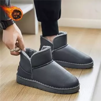 Зимние новые мужские бархатные теплые зимние ботинки 2024 года, легкие и удобные, средней высоты, универсальные, однотонные, из хлопка, размер 40-44 40 чёрный