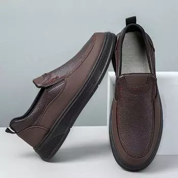 Зимние новые мужские хлопковые ботинки с набивкой и утолщением, теплые, для отцов среднего и пожилого возраста, водонепроницаемые и нескользящие хлопковые ботинки для пожилых людей 39