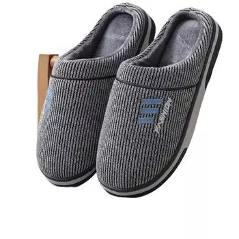 Зимние новые мужские хлопковые тапочки для дома нескользящие теплые ворсистые более толстые 40-41