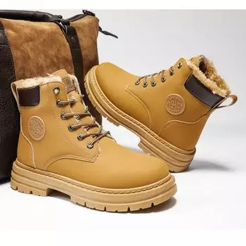 Зимние новые мужские роскошные ботинки 2024 года, удобные дышащие водонепроницаемые мужские ботинки, модные мужские рабочие ботинки, мотоциклетные ботинки 39 чёрный