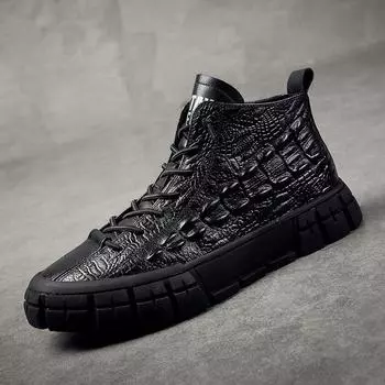 Зимние новые мужские высокие простые темпераментные кожаные туфли для отдыха ботинки среднего берца легкие британские дикие модные туфли 38