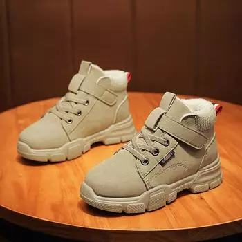 Зимние новые нескользящие ботинки для снега 2025 года, теплые мужские и женские ботинки из хлопка, повседневная обувь из хлопка на липучках 34 чёрный