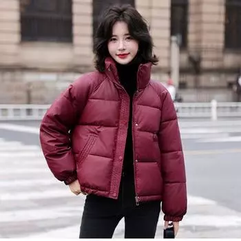 Зимние новые однотонные парки с воротником-стойкой и длинным рукавом, модные женские уличные повседневные толстые теплые топы с застежкой-молнией и пуговицами L коричневый