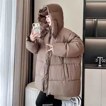 Зимние новые свободные пуховые хлопковые вещи средней и длинной длины универсальные куртки женские волосы S белый