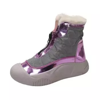 Зимние новые теплые ботинки 2024 года, женские высокие зимние ботинки, женские плюшевые туфли на платформе до щиколотки, с застежкой-молнией спереди, на меху, толстые женские кроссовки 35 фиолетовый