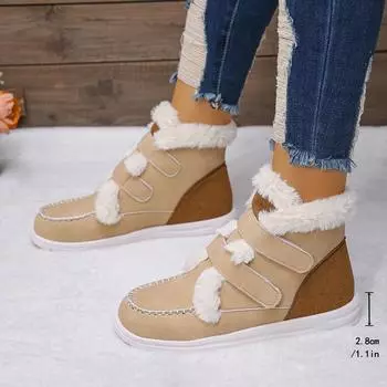 Зимние новые толстые подошвы зимние сапоги для женщин с толстой фурией и теплом, большие модные хлопковые туфли 36 синий