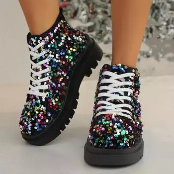 Зимние новые женские ботинки на шнуровке до щиколотки с круглым носком 2024 года 36 чёрный