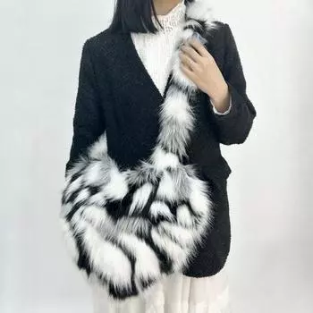 Зимние новые женские сумки через плечо, высококачественная женская сумка из искусственного меха лисы, модная, трендовая, в форме сердца, мягкая плюшевая сумка-мессенджер для подарков на женский день