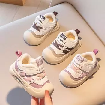 Зимние новые женские туфли для малышей, теплые детские туфли из хлопка, два хлопковых бархата, мужская мягкая подошва, нескользящая, одноклассники 17