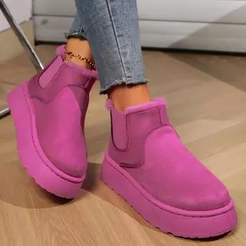 Зимние новые женские зимние сапоги с рисунком, плюшевые теплые нескользящие водонепроницаемые женские кроссовки на плоской подошве, повседневные женские ботильоны без застежек 36