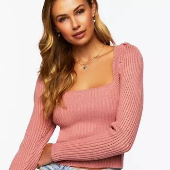 Зимние облегающие вязаные пуловеры, женский свитер, бандажный свитер с квадратным воротником, пышные рукава на шнуровке, сексуальный укороченный трикотаж 29454 S зелёный