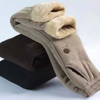 Зимние очень толстые бархатные утолщенные термо-хлопковые брюки для бабушек и дедушек с высокой талией, зимние толстые верхние брюки для мам XL