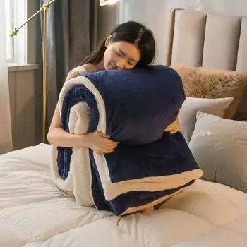 Зимние одеяла для кровати, однотонные флисовые одеяла, толстое теплое зимнее одеяло для взрослых, супермягкий теплый пододеяльник, роскошный 100x150cm