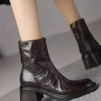 Зимние/Осенние ботинки «Челси» Женская обувь Ретро-ботинки с резным узором Ботильоны с круглым носком Женская обувь в британском стиле 35