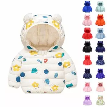 Зимние пальто для мальчиков и девочек, детская куртка на молнии с толстыми ушами, зимняя толстовка с капюшоном, одежда 80 чёрный