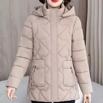 Зимние пальто для женщин среднего возраста с капюшоном, верхняя одежда больших размеров, повседневные свободные, толстые, теплые, зимние парки, женские куртки L чёрный