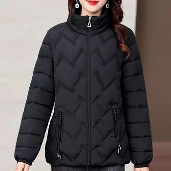 Зимние пальто для женщин Верхняя одежда Элегантные толстые теплые парки Куртки для женщин среднего возраста XL чёрный