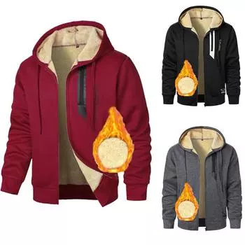 Зимние пальто из овечьей шерсти, утепленные куртки, толстовки с длинным рукавом и молнией, повседневные спортивные флисовые пальто, толстовки с капюшоном Yasheng S вино красного