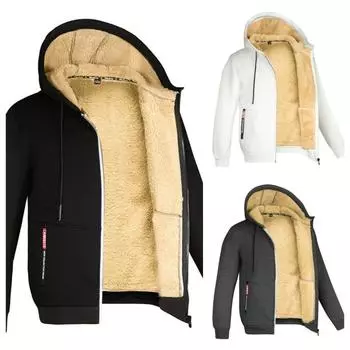 Зимние пальто из овечьей шерсти, утепленные куртки, толстовки на молнии с длинными рукавами, повседневное спортивное флисовое черное пальто, мужская женская куртка с капюшоном M белый