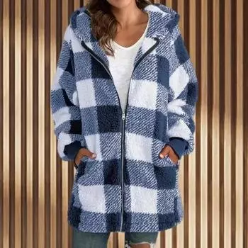 Зимние пальто женские флисовые длинные рукава верхняя одежда свободные карманы молния с капюшоном модная уличная одежда осень-зима пальто XXL серый